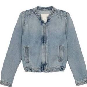 Mother Denim "The Quad Bomber Jacket"  "Win Some, Lose Some" light wash Sm Rare